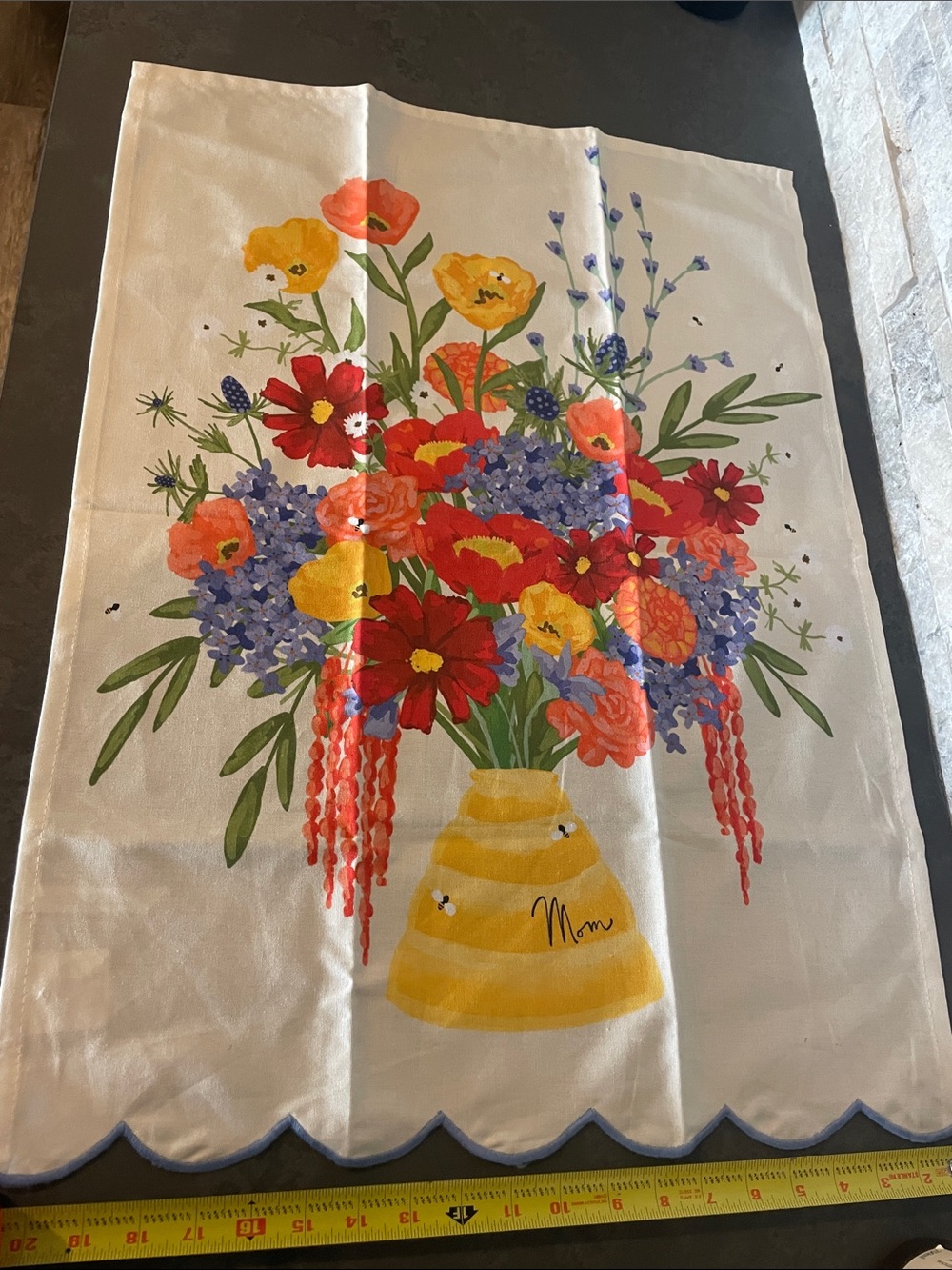 NEW Anthropologie Floral Beehive Mom Dish Towel